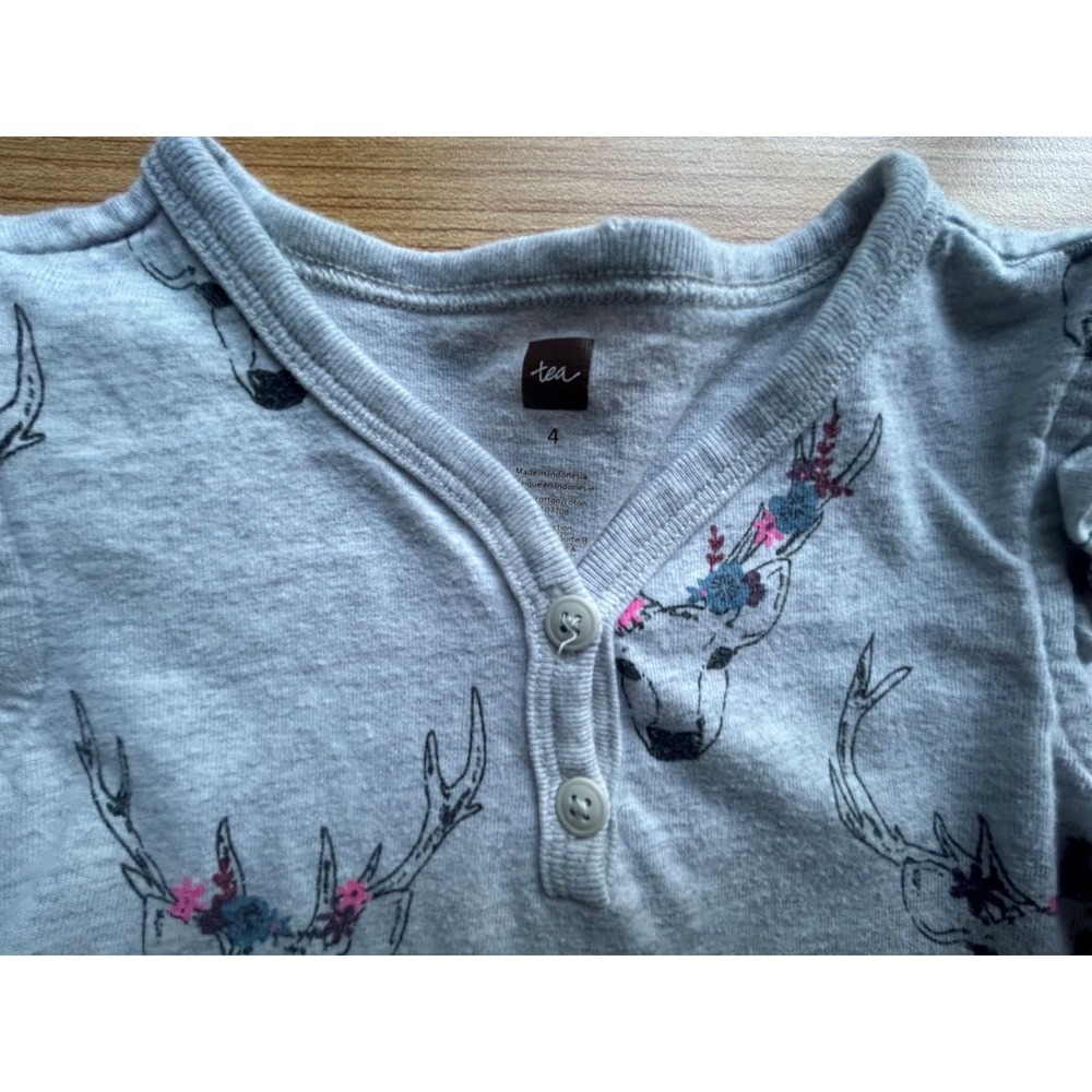 Tea Collection Deer Ruffle Dress Size 4 - Picture 3 of 4